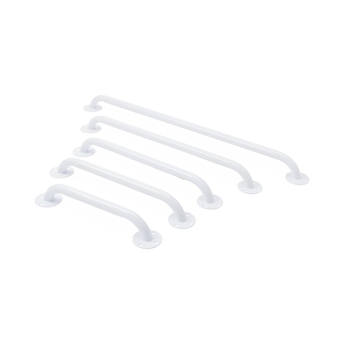 White Enameled Grab Bars - Safety Support Rails for Bathroom, Kitchen & Stairs