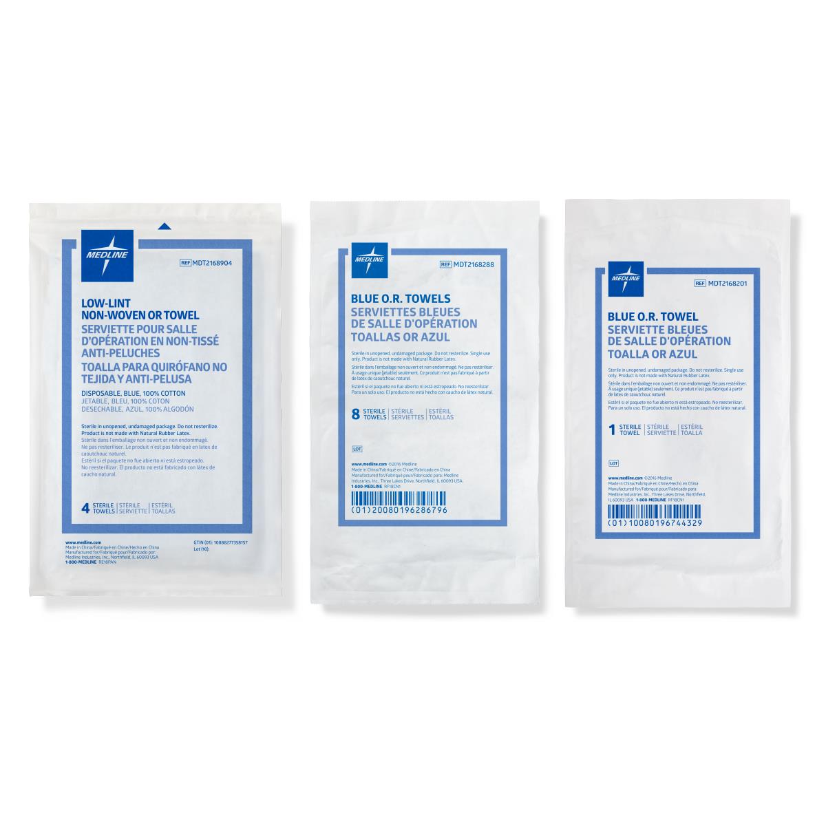 Medline Sterile Disposable OR Towels - Premium 100% Cotton Surgical Towels