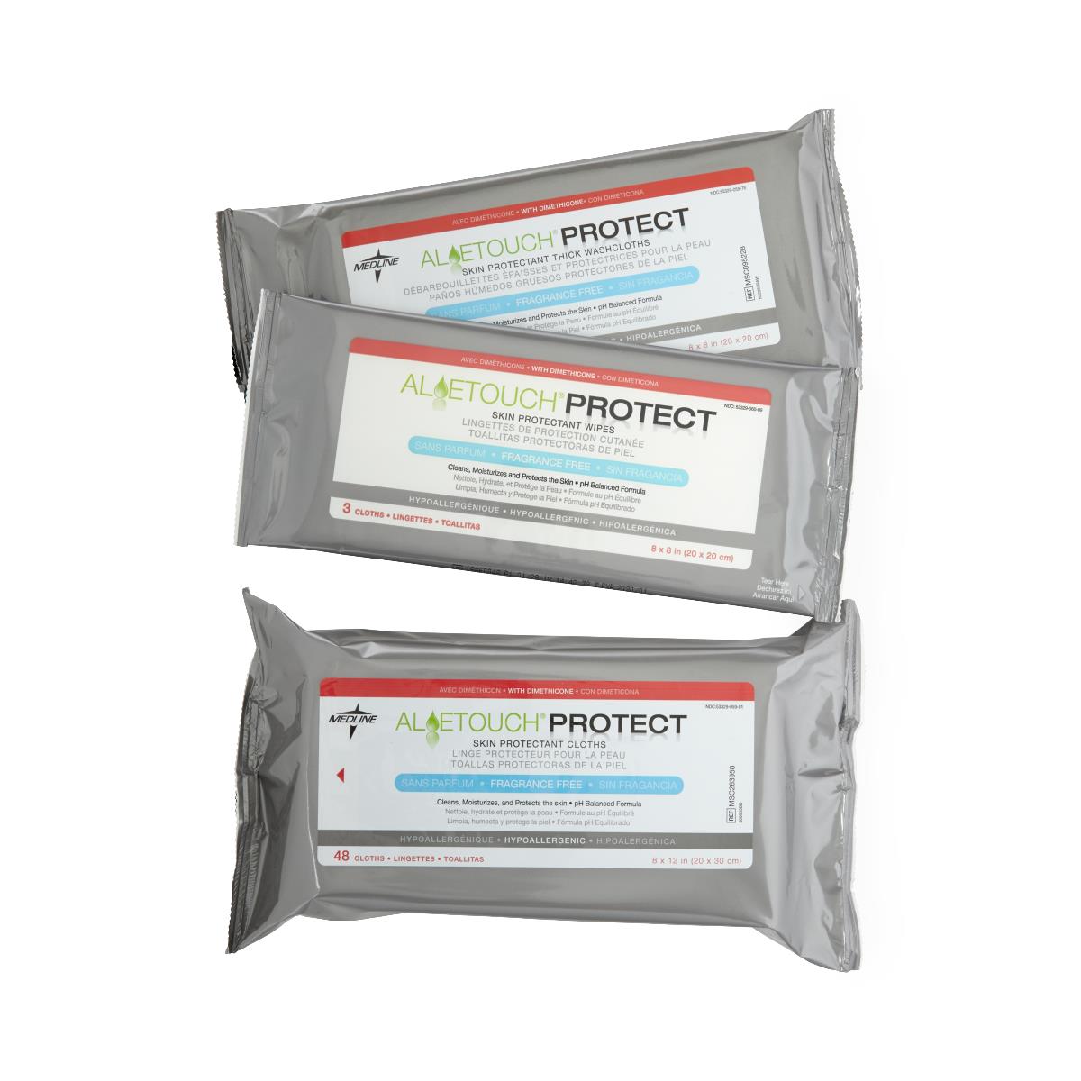 AloeTouch PROTECT Dimethicone Barrier Cream Wipes - 3.2% Skin Protectant | Medline MSC095223