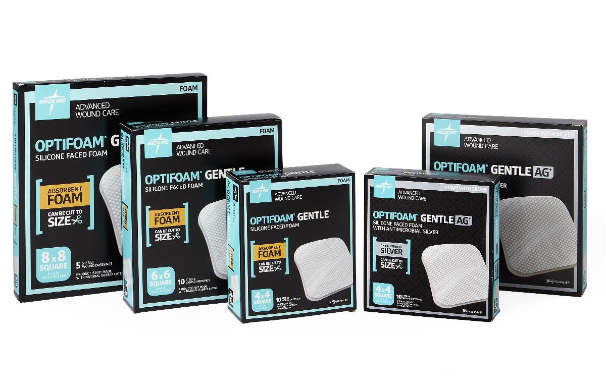 Optifoam Gentle Non-Bordered Silicone-Faced Foam Dressing - Waterproof Wound Care with Easy Repositioning