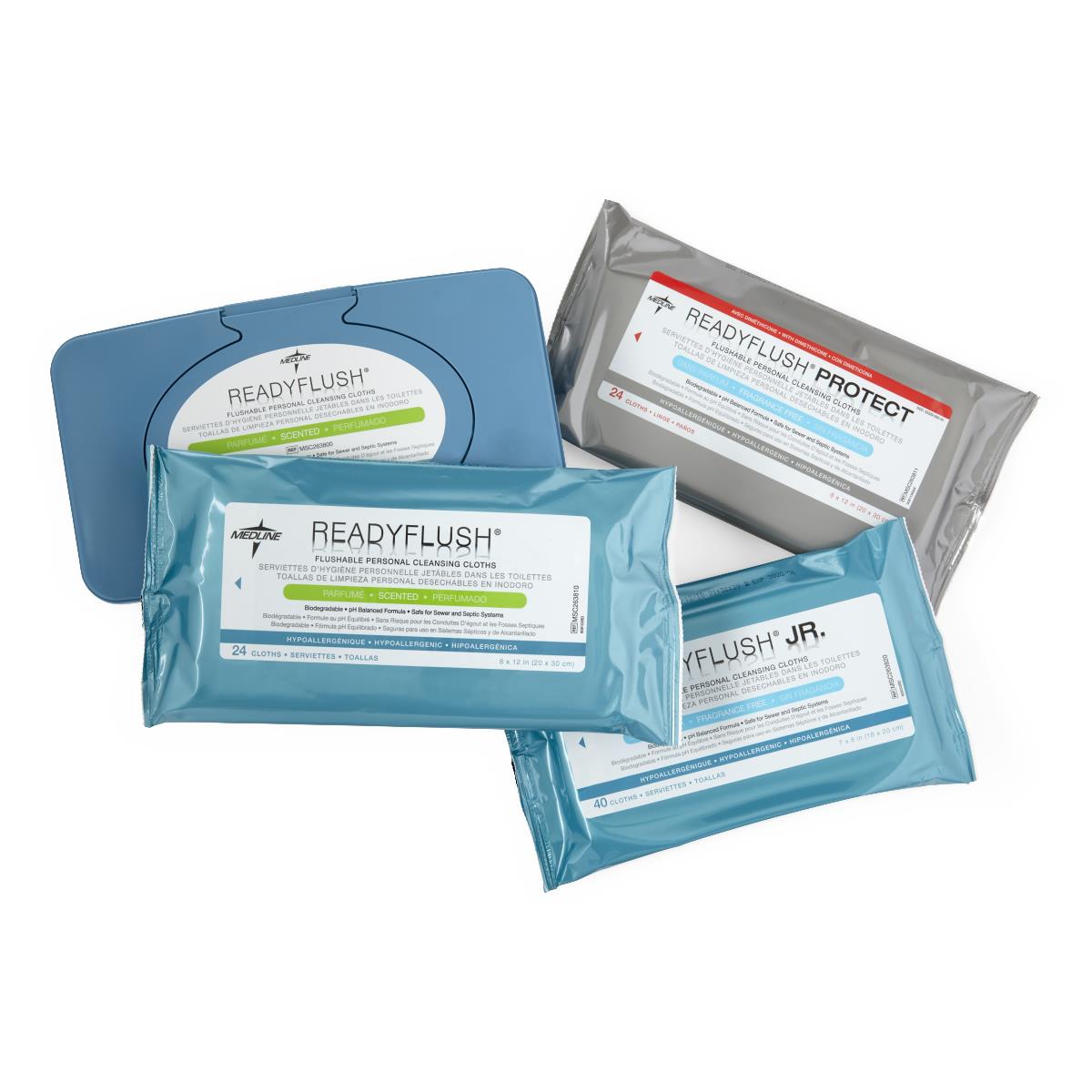 Flushable Personal Cleansing Cloths with Dimethicone - 8x12 Inch Hydraspun Wipes