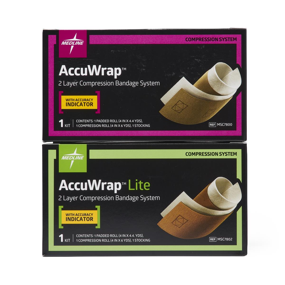AccuWrap Lite 2-Layer Compression System - 4 Inch Medical Grade Bandage for Venous Leg Ulcers & Edema Management