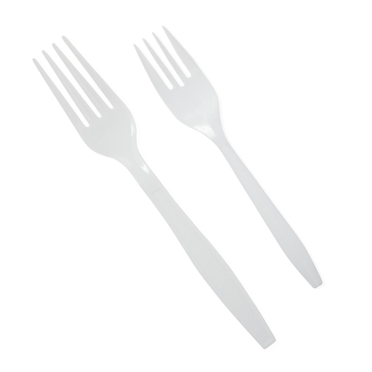 Disposable White Plastic Forks - Heavy & Medium Weight - 5.75" & 7" - Bulk Food Service Cutlery