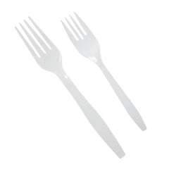 Disposable White Plastic Forks - Heavy & Medium Weight - 5.75" & 7" - Bulk Food Service Cutlery