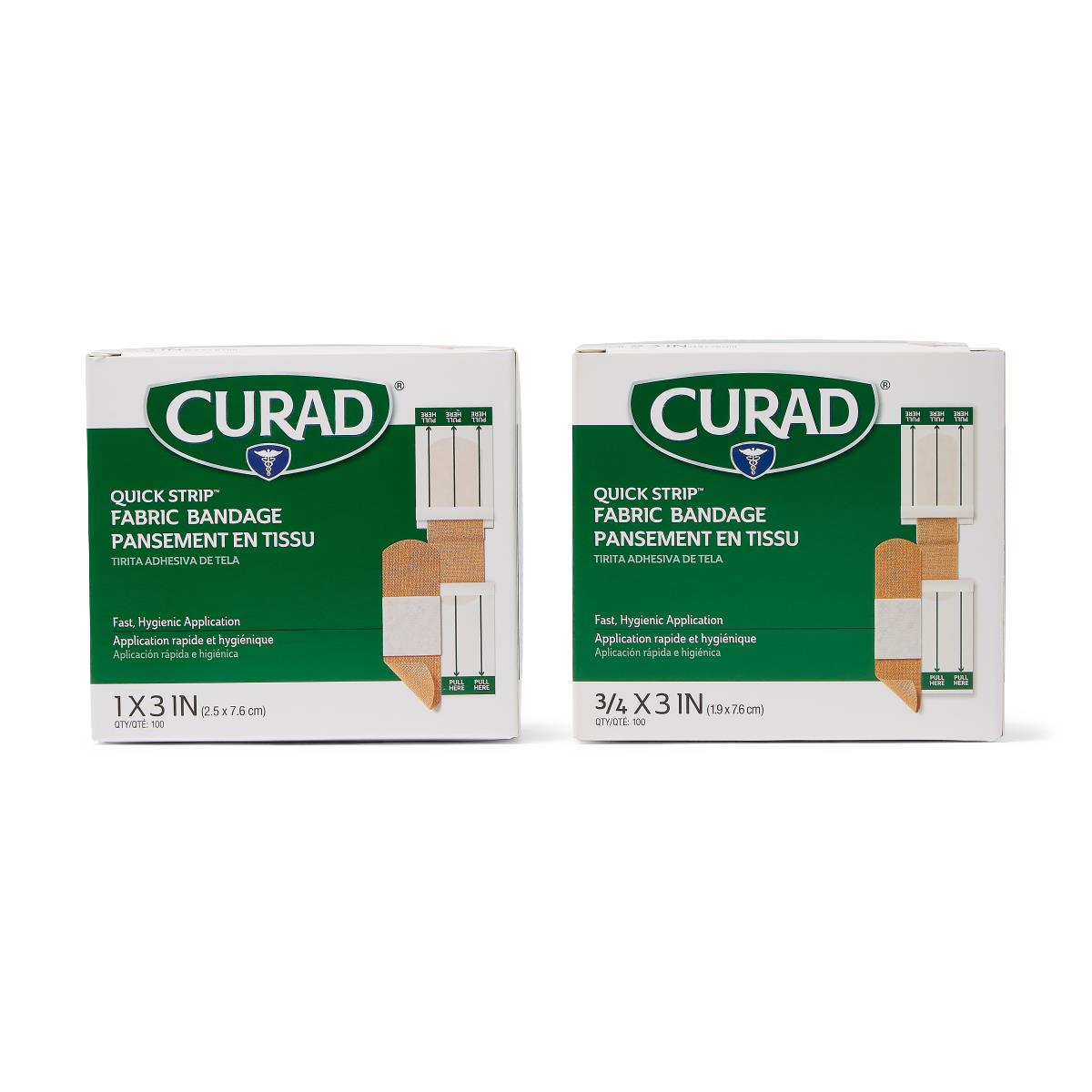 Curad Quick Strip Fabric Adhesive Bandages - Sterile Wound Care Strips for Cuts, Scrapes & Abrasions