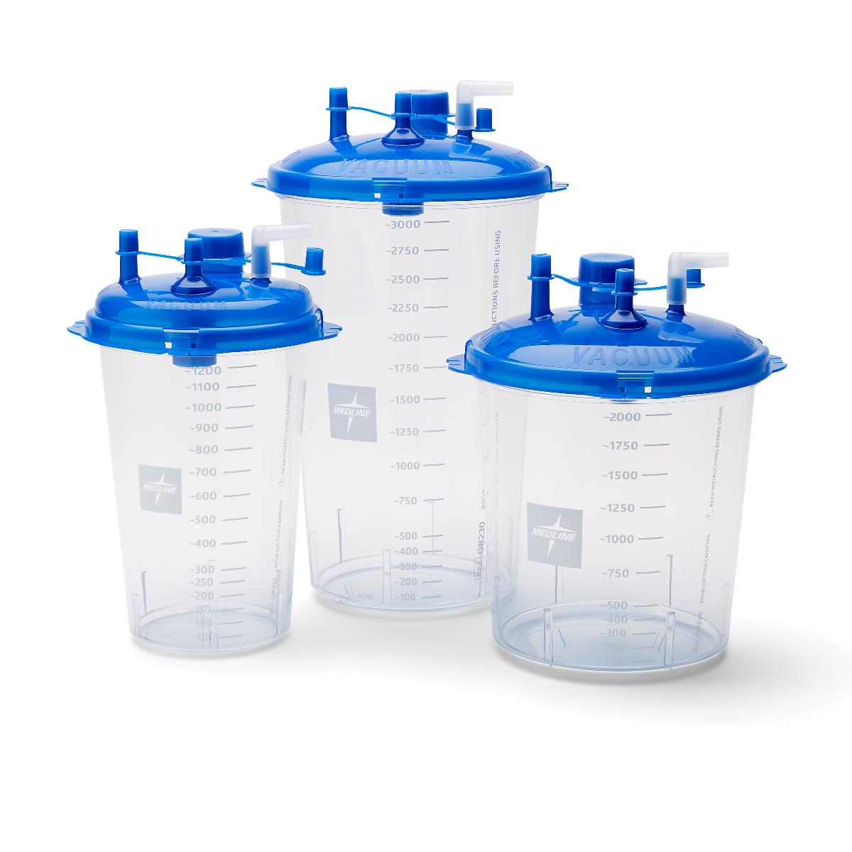 Rigid Suction Canisters 1200cc - Disposable Medical Suction Canister with Locking Lid & Hydrophobic Shutoff Valve