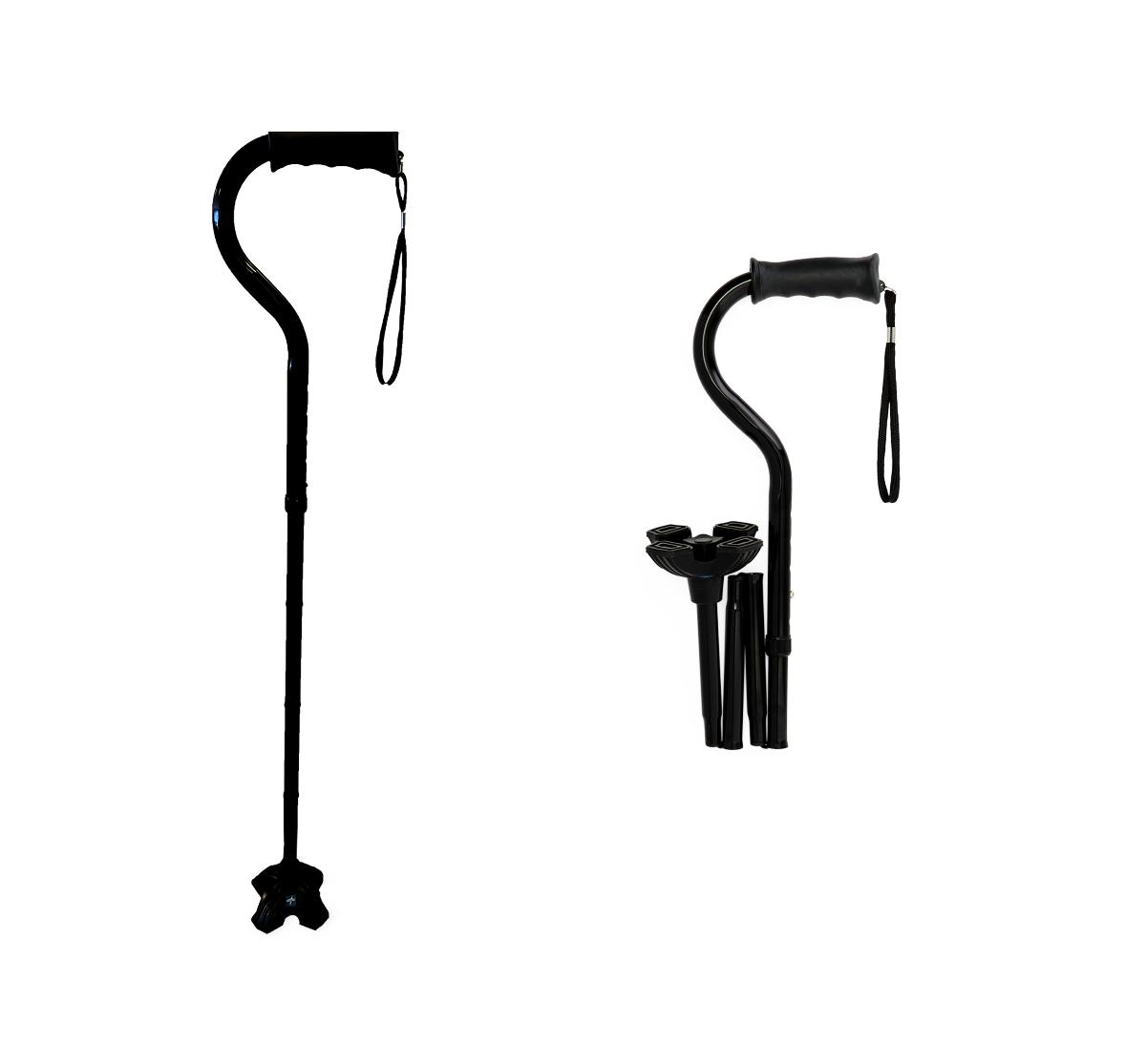 4-Point Offset Folding Hybrid Cane - Gel Grip, Self-Standing, Travel-Friendly Mobility Aid