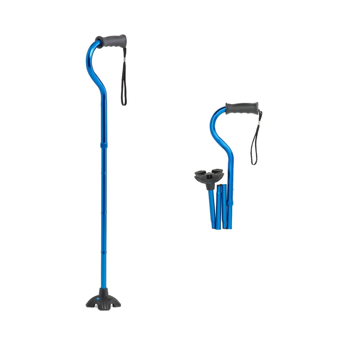 4-Point Offset Folding Hybrid Cane - Gel Grip, Self-Standing, Travel-Friendly Mobility Aid