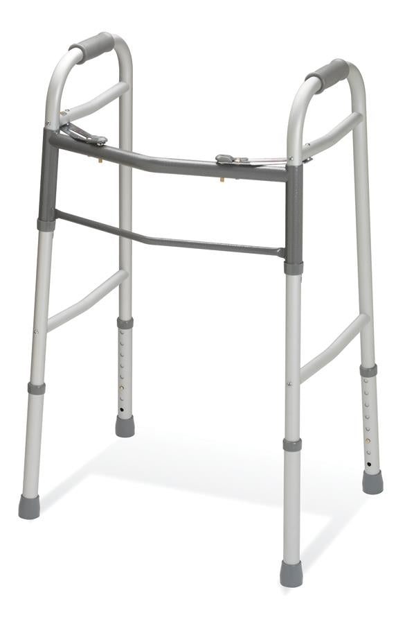 Two-Button Folding Walker Without Wheels - Adjustable Height 32-39 Inches