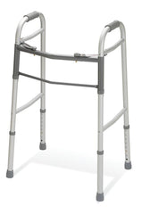 Two-Button Folding Walker Without Wheels - Adjustable Height 32-39 Inches