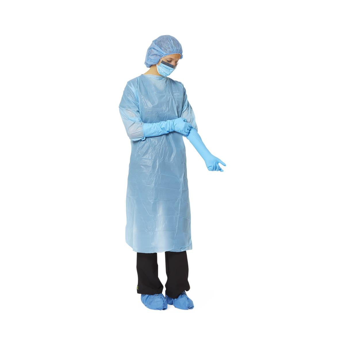 Medline Polyethylene Protective Gowns with Thumb Loop - Disposable Medical Isolation Gowns