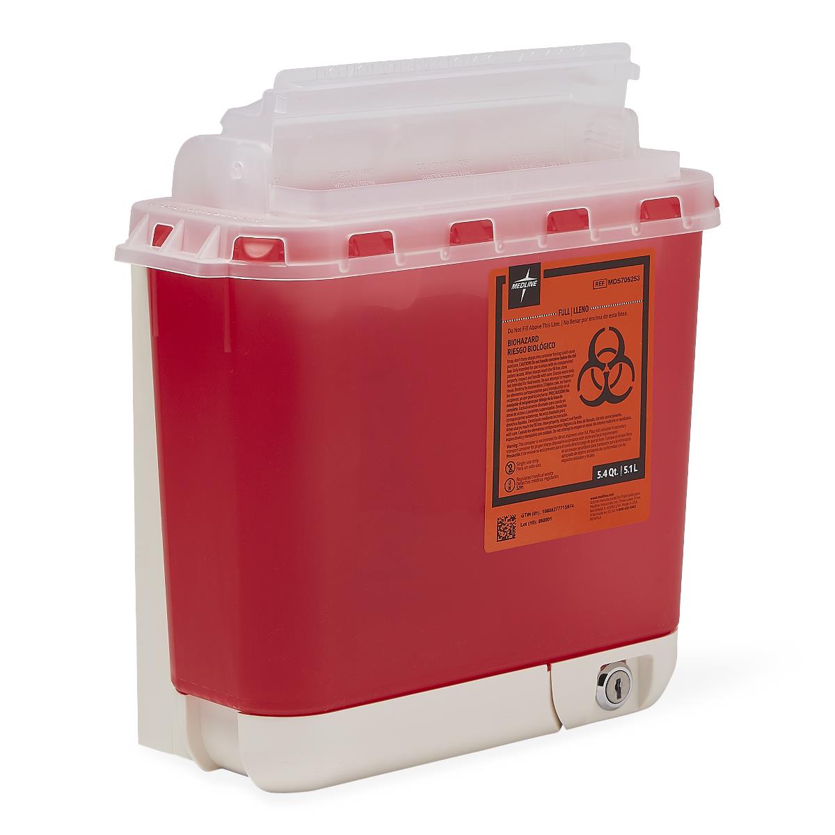 Medline Sharps Containers - Medical Waste Disposal with Multiple Lid Options (8-12 Gallon)
