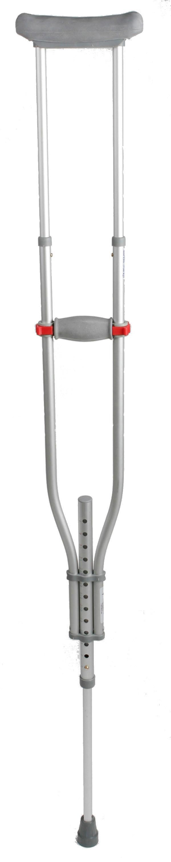 Quick-Fit Aluminum Crutches with Red Dot Hand Grip - Adjustable Height 4'7" to 6'7" - 300 lbs Capacity