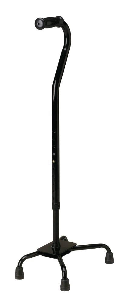 Steel Bariatric Quad Cane with Large Base - 500 lbs Capacity, Height Adjustable 29-38 Inches, Black