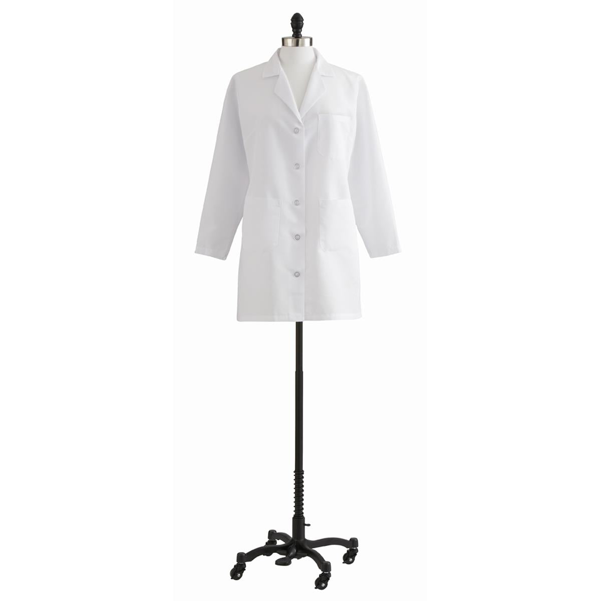 Women's Professional Staff-Length Lab Coat - 36" White Poplin Medical Coat