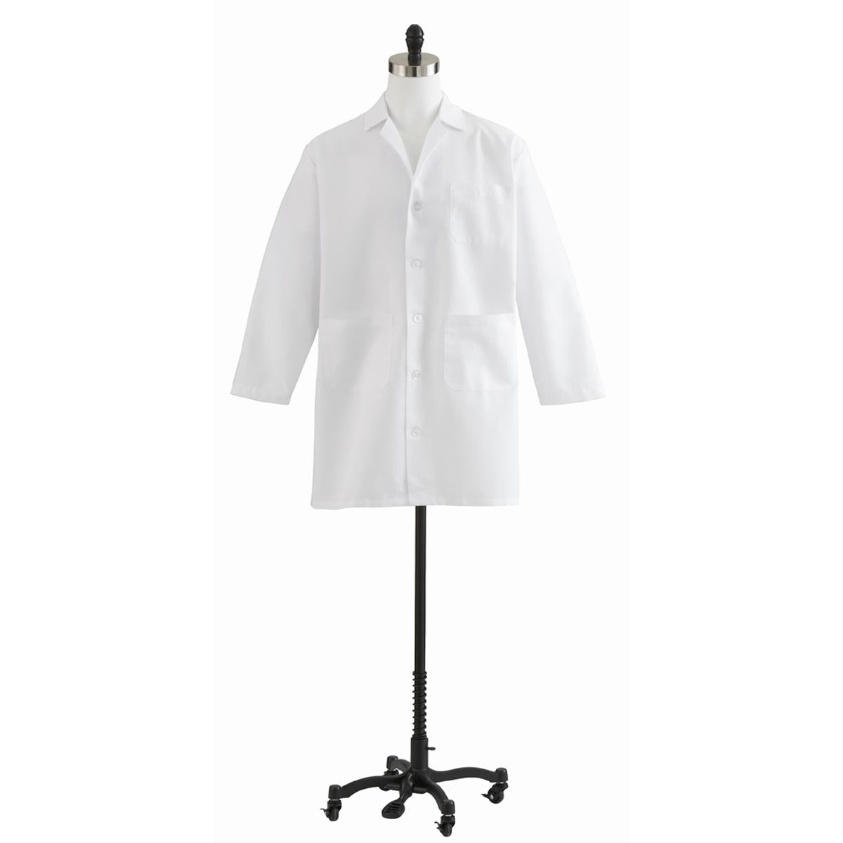 Professional Unisex Staff-Length Lab Coat - White Poplin Blend - 39 Inch - Multiple Sizes