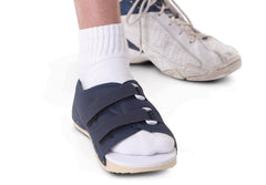 Rigid Post-Operative Recovery Shoes - Navy Blue Open Toe Medical Footwear with Hook & Loop Closure