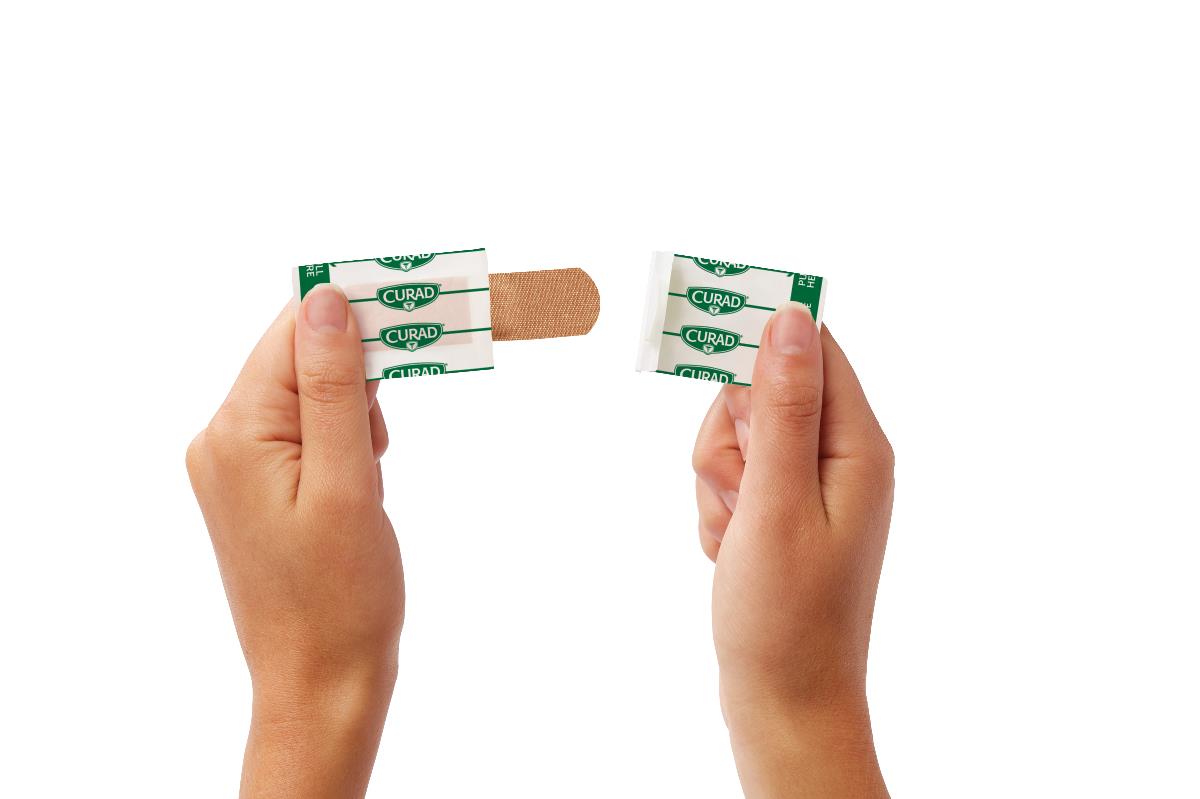 Germ-Shield Touch-Free Sterile Fabric Bandages - Flexible Nonwoven Wound Care (0.75 x 3 Inch)