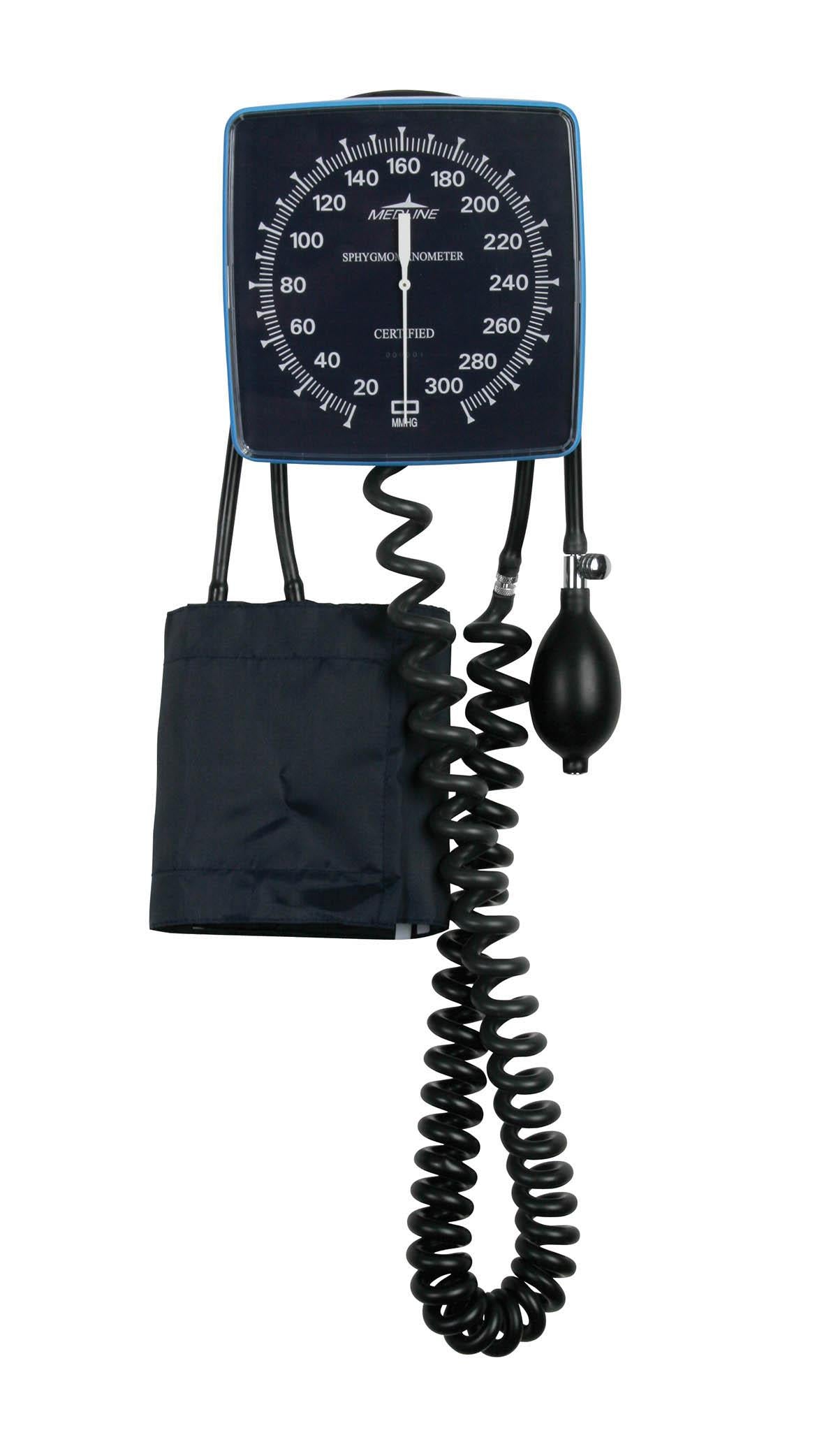 Medline Wall Mount Aneroid Blood Pressure Monitor with Adult Cuff - Professional Grade Sphygmomanometer