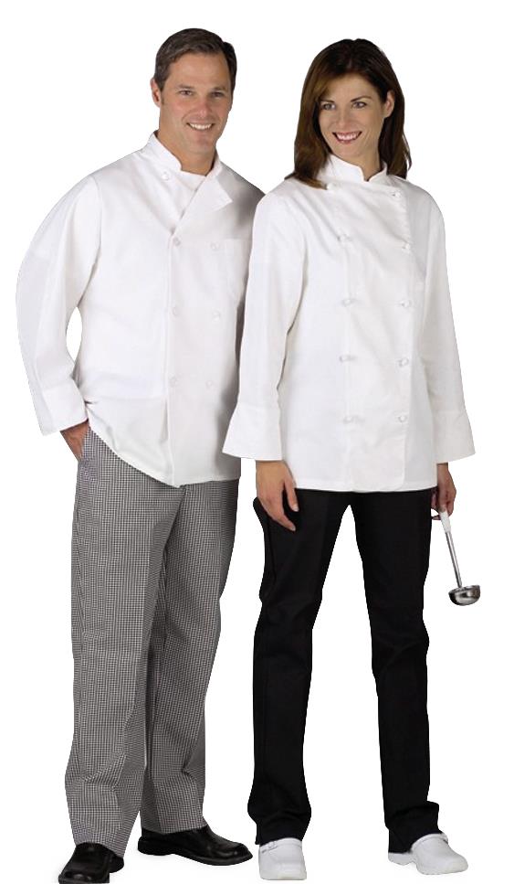 Professional Unisex Long-Sleeved Chef Coat with Pearl Buttons - Double Breasted White Culinary Jacket