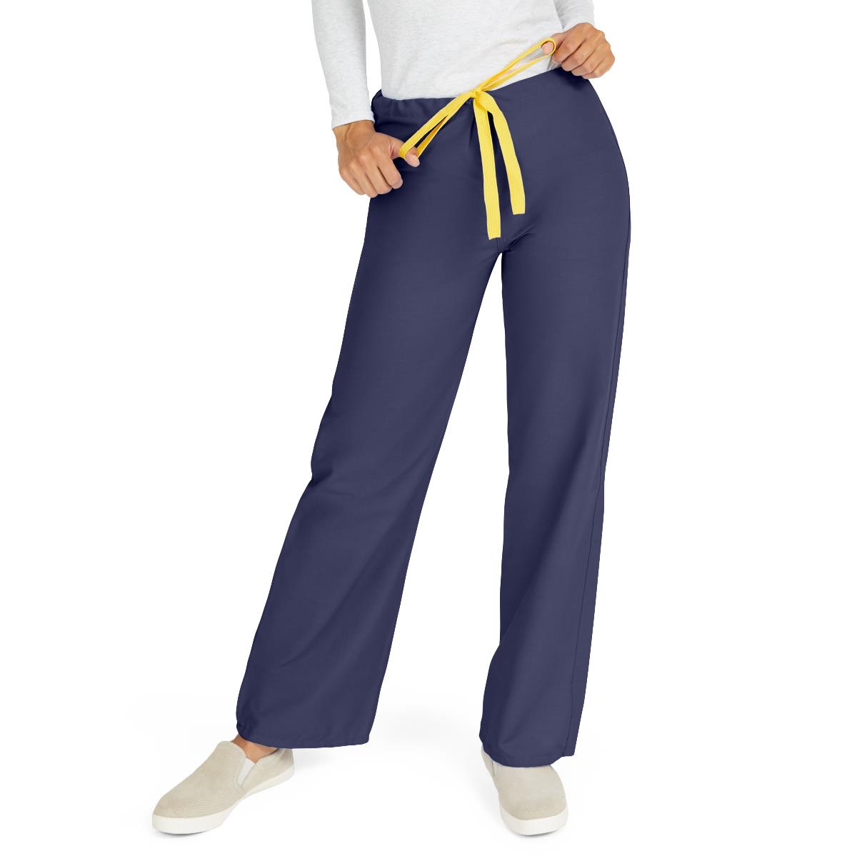 Unisex Reversible Medical Scrub Pants - Durable Cotton Polyester Blend with Drawstring Waist