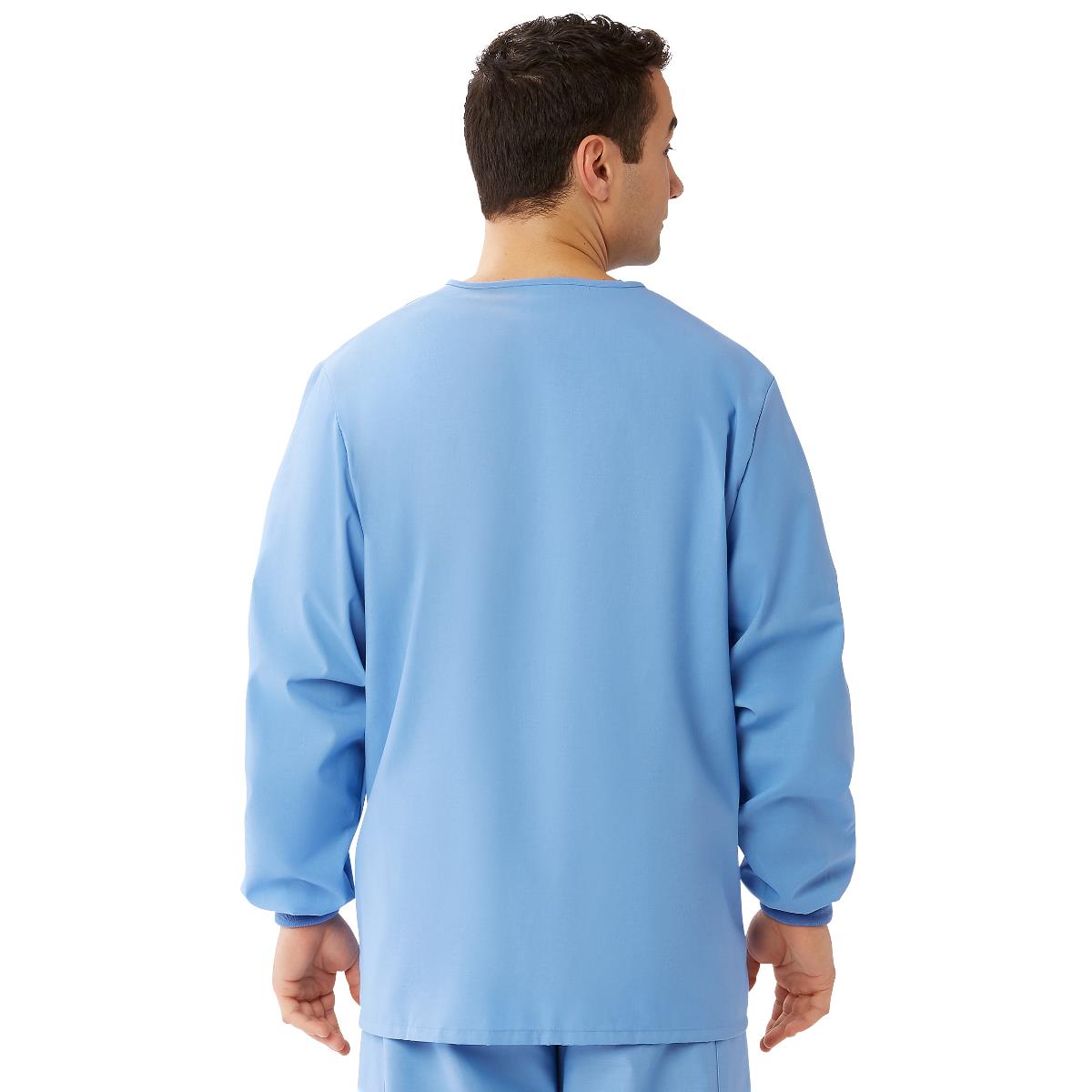 Medline Angelstat Ceil Blue Warmup Jacket - Unisex Medical Scrub Jacket with Knitted Cuffs