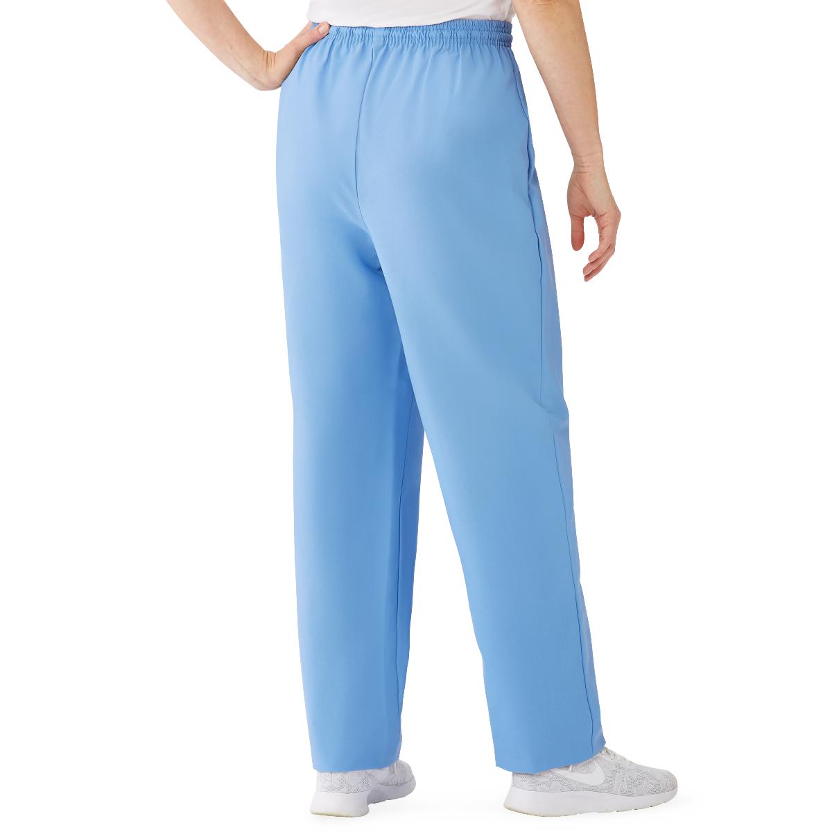 Women's Elastic Drawstring Waist Scrub Pants - Cotton Polyester Blend Medical Uniform Bottoms