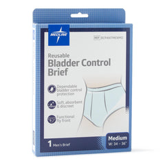 Medline Reusable Bladder Control Men's Brief - Washable Incontinence Underwear for Men