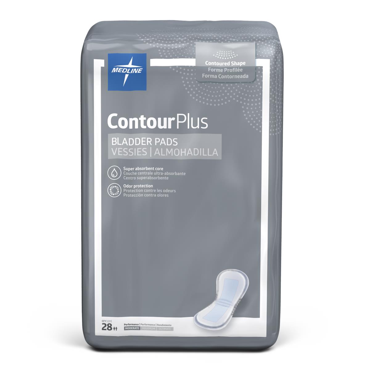 Medline ContourPlus Bladder Control Pads - Discreet Incontinence Protection with Superior Absorbency