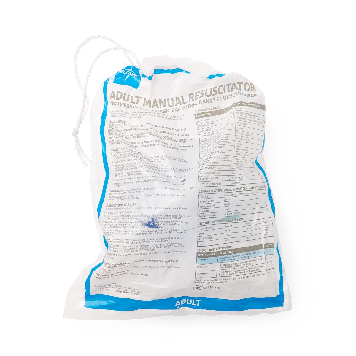 Medline Spur II Manual Resuscitator Bag - SEBS Latex-Free Emergency Ventilation System with SafeGrip Technology