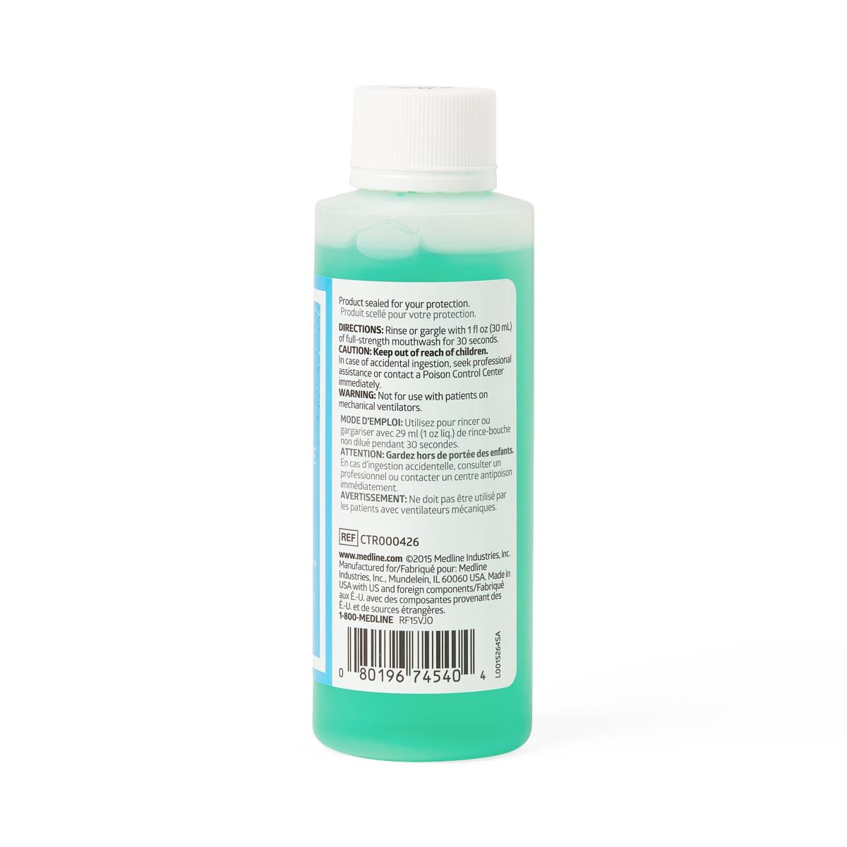 Medline SparkleFresh Mouthwash with Alcohol - Fresh Mint - 4oz Bottles - Case of 60