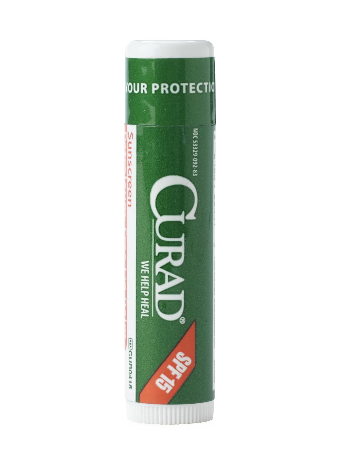 Curad Petroleum-Free SPF 15 Lip Balm - Natural Beeswax Mint Flavored Lip Protection (0.15 oz)