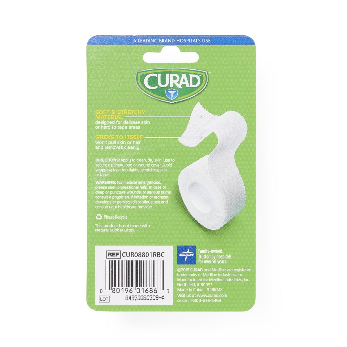 Curad Ouchless Self-Adhering Wrap - Gentle Cohesive Bandage for Sensitive Skin (No Adhesive)