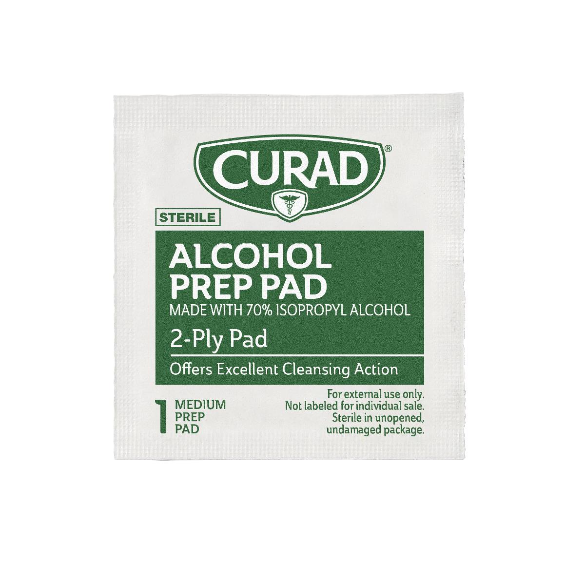 Curad Medium Alcohol Prep Pads - Sterile 70% Isopropyl Alcohol Wipes (2-Ply)