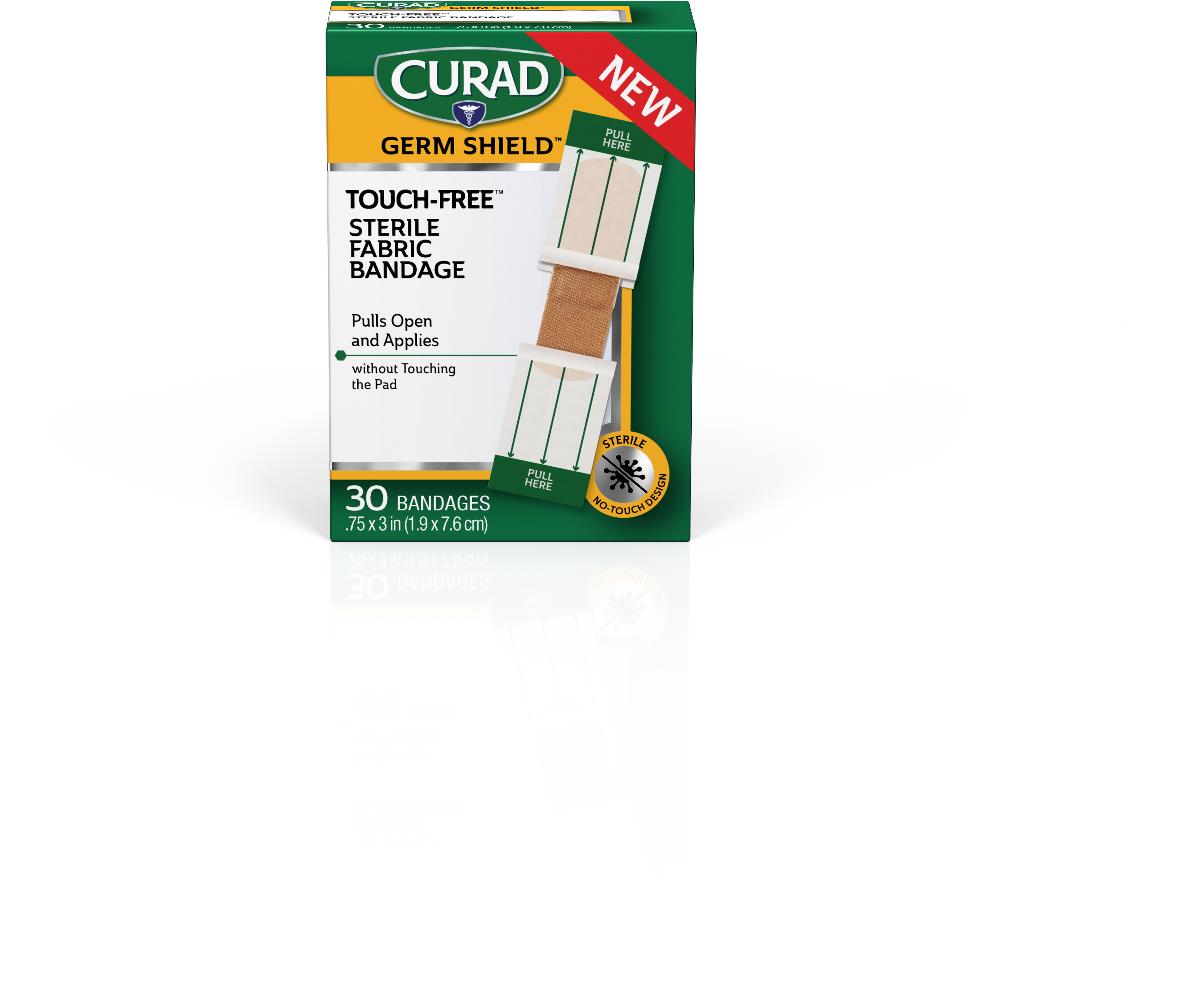 Germ-Shield Touch-Free Sterile Fabric Bandages - Flexible Nonwoven Wound Care (0.75 x 3 Inch)