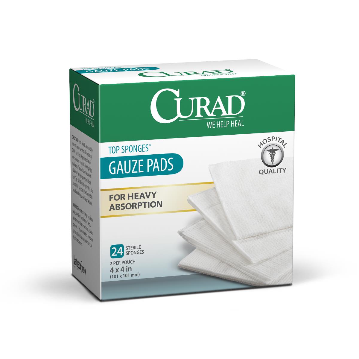 Curad Sterile Post-op Top Sponge Gauze Pads - Extra Absorbent Wound Care Dressing