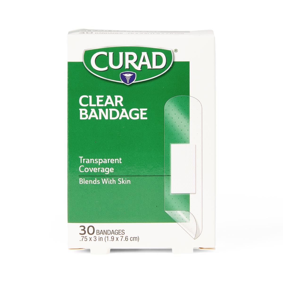 Curad Clear Adhesive Bandages - Sterile, Latex-Free, 3/4" x 3" Plastic Strips with Kid-Friendly Medtoons Design