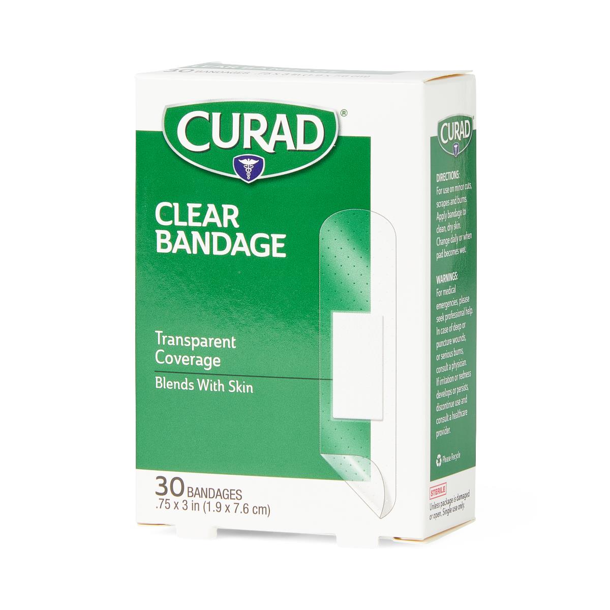 Curad Clear Adhesive Bandages - Sterile, Latex-Free, 3/4" x 3" Plastic Strips with Kid-Friendly Medtoons Design
