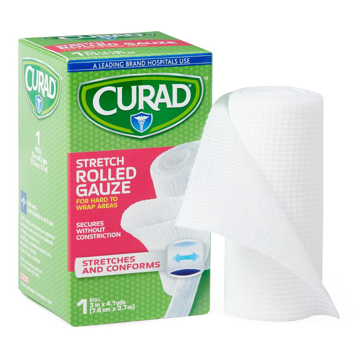 Rolled Gauze Bandage 3" x 4.1 Yards - 100% Cotton, Latex-Free Stretch Weave for Wound Care