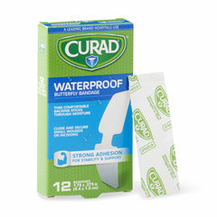 Medline CURAD Butterfly Closure Waterproof Adhesive Bandage - Sterile Latex-Free Wound Closure Strips 1.75" x 0.375"