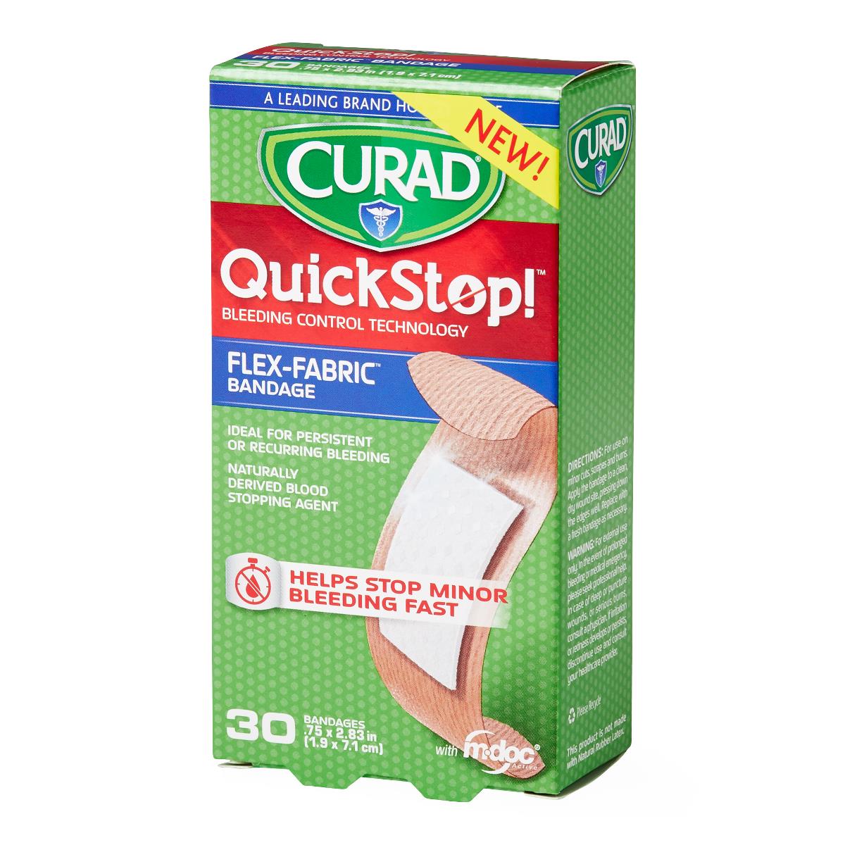 Curad Quick Stop Bandages - Advanced Bleeding Control Technology for Fast Wound Care