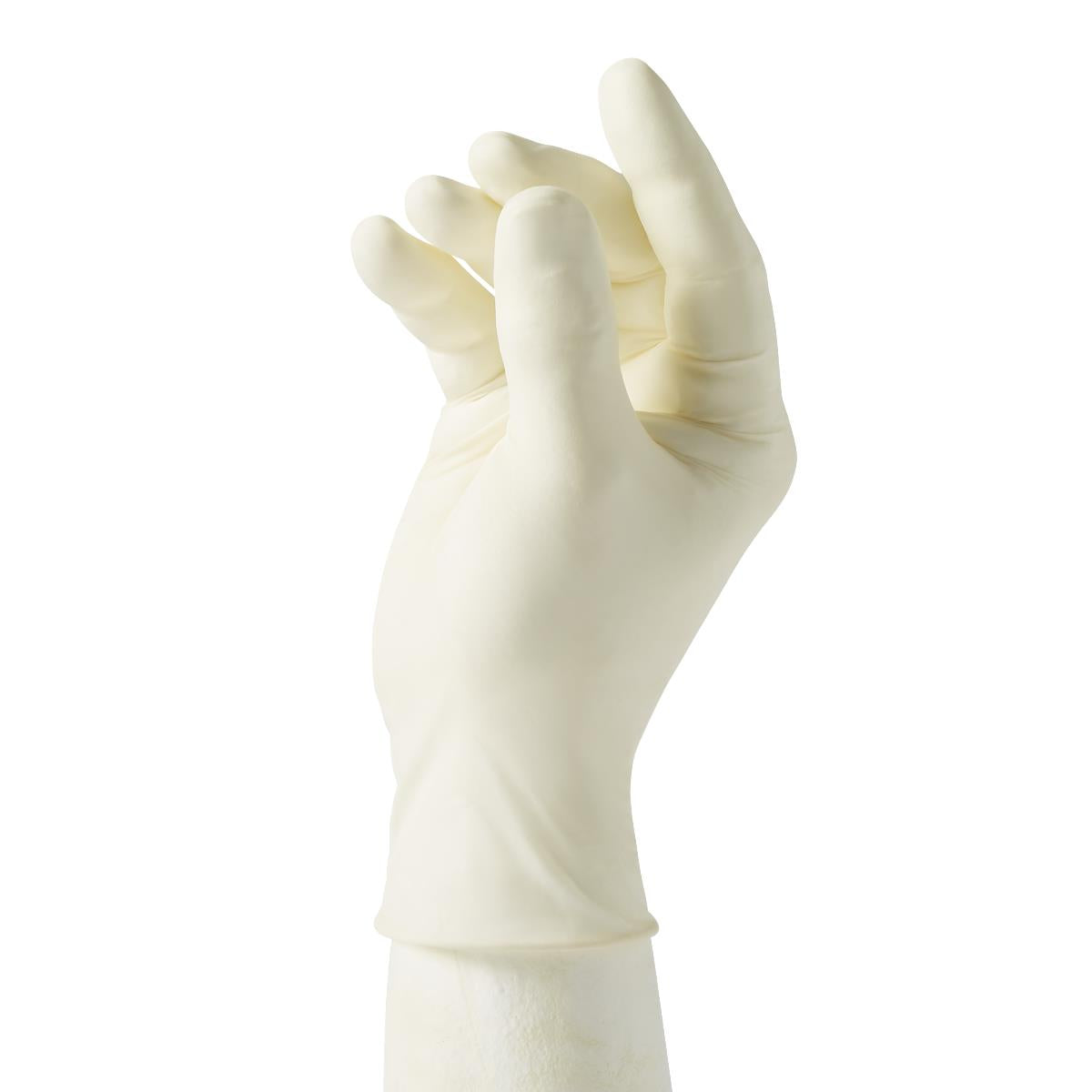 Powder Free Textured Latex Exam Gloves - Beige Medical Grade Disposable Gloves with Beaded Cuff