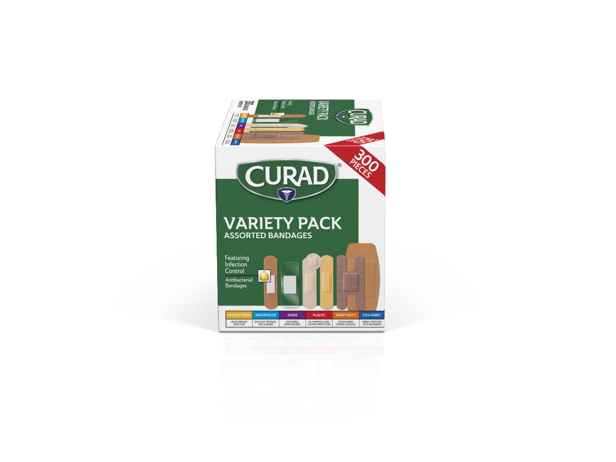 Curad Variety Pack Assorted Bandages - 270 Count Multi-Size First Aid Kit (No Tray)