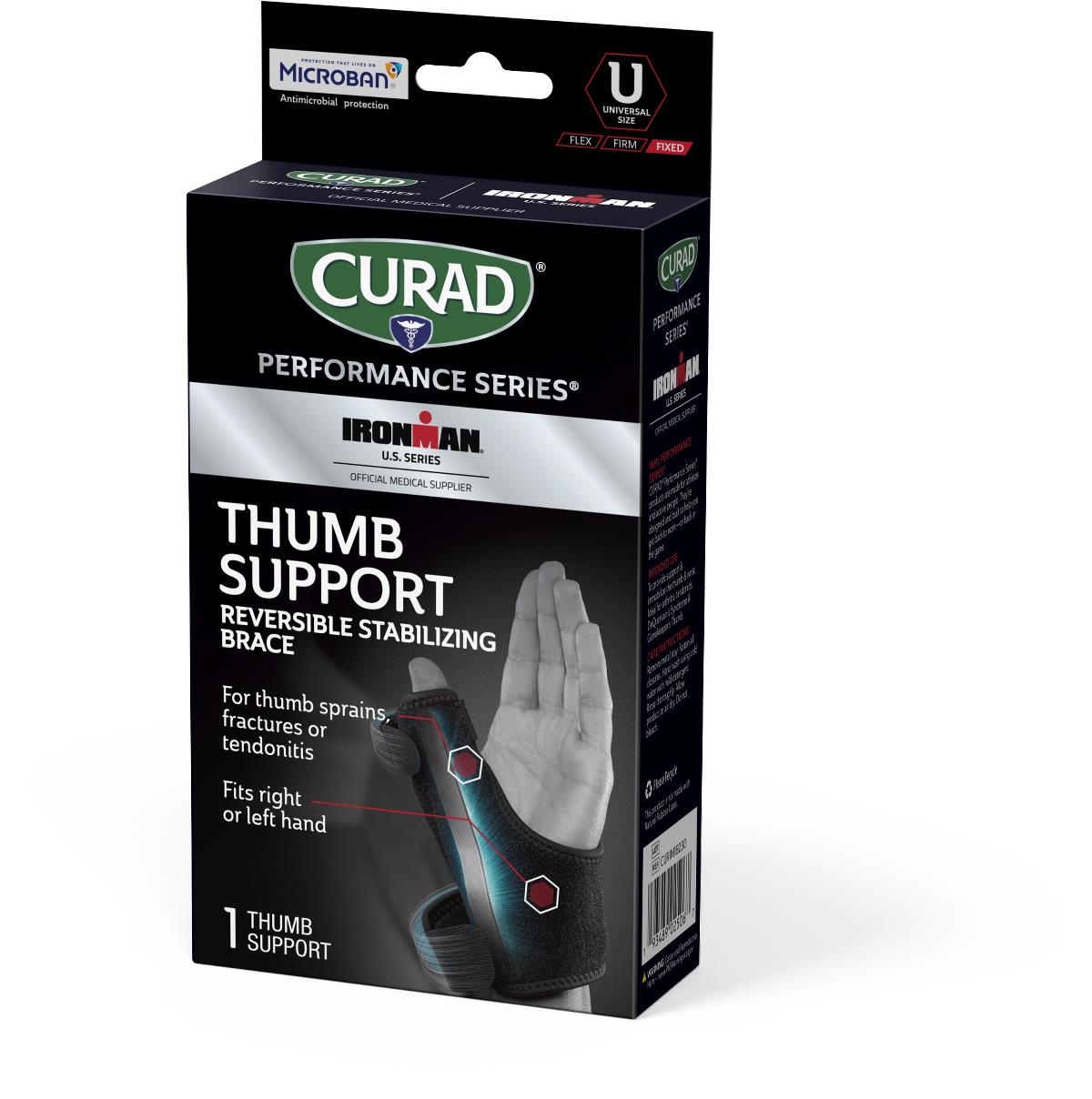 Curad Performance Series Universal Thumb Brace - Medical Grade Support for Sprains, Strains & Joint Injuries