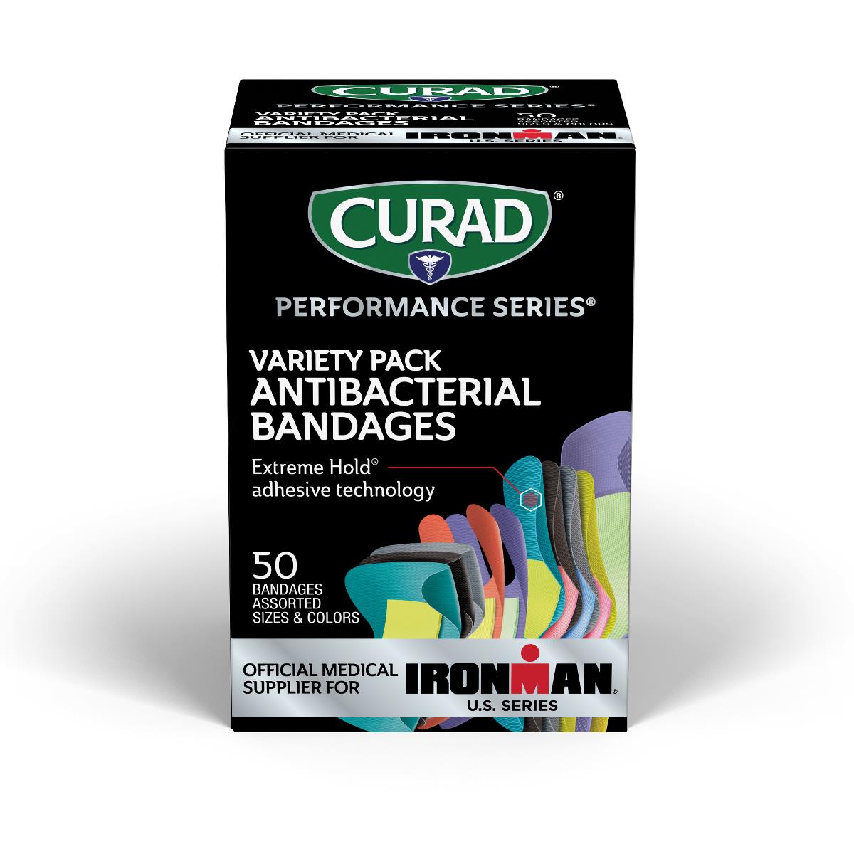 Curad Performance Series Antibacterial Fabric Bandages - Extreme Hold, Sterile Wound Care Strips