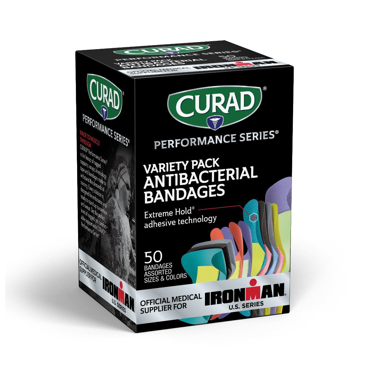 Curad Performance Series Antibacterial Fabric Bandages - Extreme Hold, Sterile Wound Care Strips