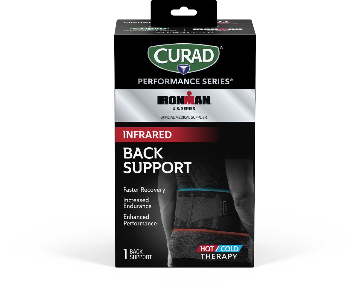 Curad Performance Series Ironman Back Support with Infrared Technology - Adjustable Compression & Hot/Cold Therapy