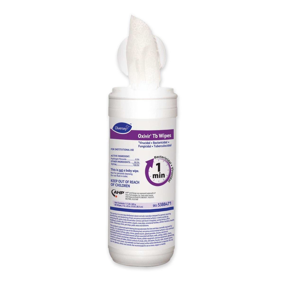 Medline Oxivir TB Disinfectant Wipes - Hospital Grade 0.5% Hydrogen Peroxide - 60 Second Kill Time - 7" x 8" (Each)