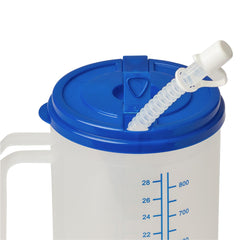 Insulated Carafe with Graduations - BPA-Free Double Wall Temperature Retention - Clear with Blue Lid