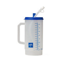 Insulated Carafe with Graduations - BPA-Free Double Wall Temperature Retention - Clear with Blue Lid